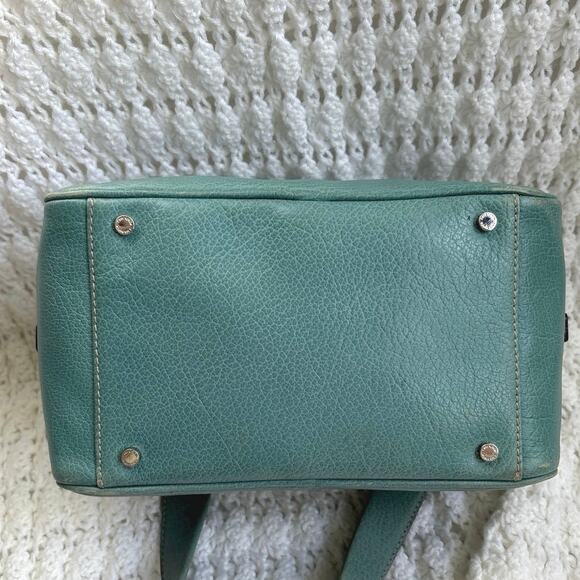 Kate Spade Double Handle Aqua Blue Pebbled Leather Hand Bog With Dust Bag - Picture 11 of 12